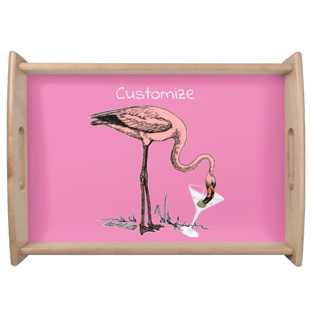 Flamingo Drinking Martini Thunder_Cove  Serving Tray (Front)