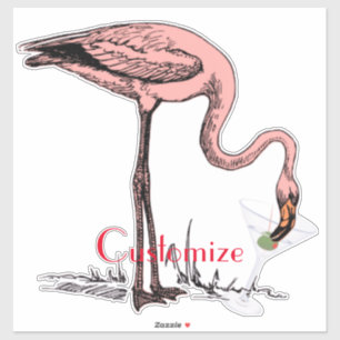 Flamingo Drinking Martini Thunder_Cove Sticker