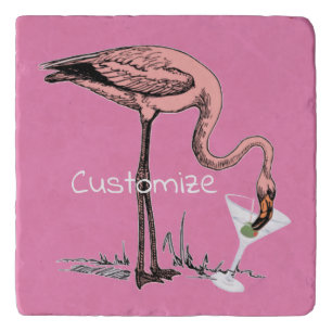 Flamingo Drinking Martini Thunder_Cove Trivet
