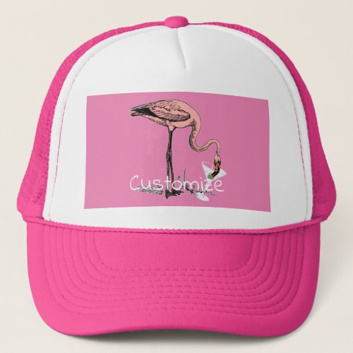 Flamingo Drinking Martini Thunder_Cove Trucker Hat