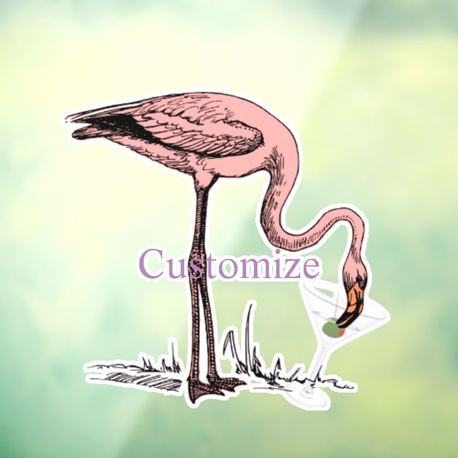 Flamingo Drinking Martini Thunder_Cove  Window Cling (Sheet 3)