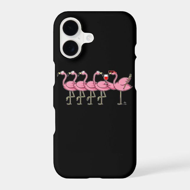 Flamingo drinking wine gift iphone case (Back)