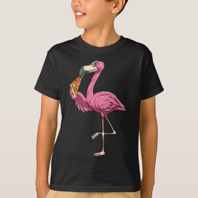 Flamingo Eating Pizza Flamingo Lovers Pizza Lovers T-Shirt (Front)