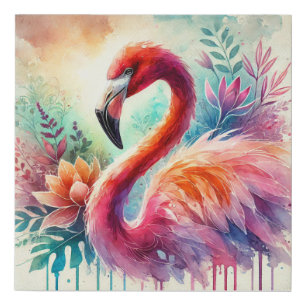 Flamingo Elegance 080824AREF149 - Watercolor Faux Canvas Print