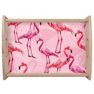 Flamingo Elegance: Pink Bird Pattern. Serving Tray