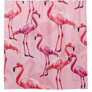 Flamingo Elegance: Pink Bird Pattern. Shower Curtain