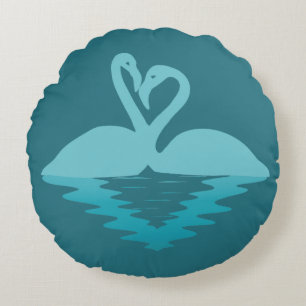 Flamingo Embrace Round Pillow