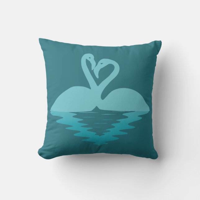 Flamingo Embrace Throw Pillow (Front)