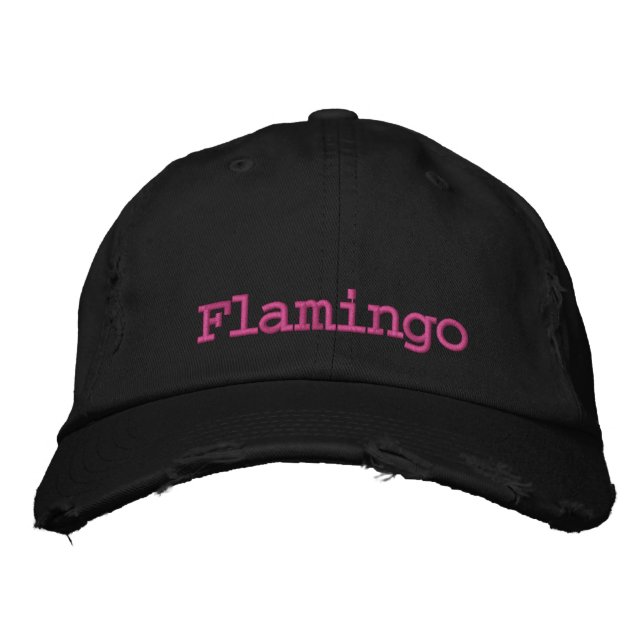 Flamingo Embroidered Baseball Cap (Front)
