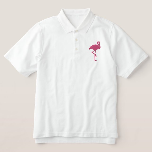 Flamingo Embroidered Polo Shirt (Design Front)