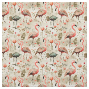 "Flamingo Fables: Whimsy Flamingo Fabric
