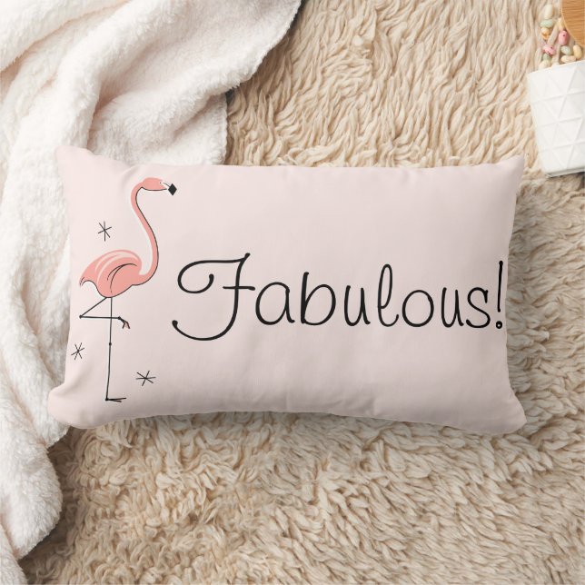 Flamingo 'Fabulous!' striped back lumbar Pillow (Blanket)