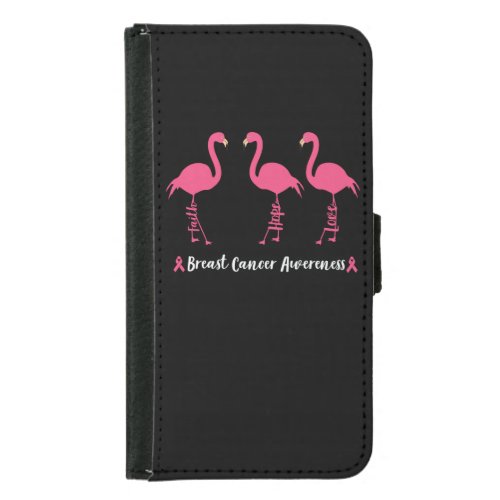 Flamingo Faith Hope Love Breast Cancer Awareness Samsung Galaxy S5 Wallet Case