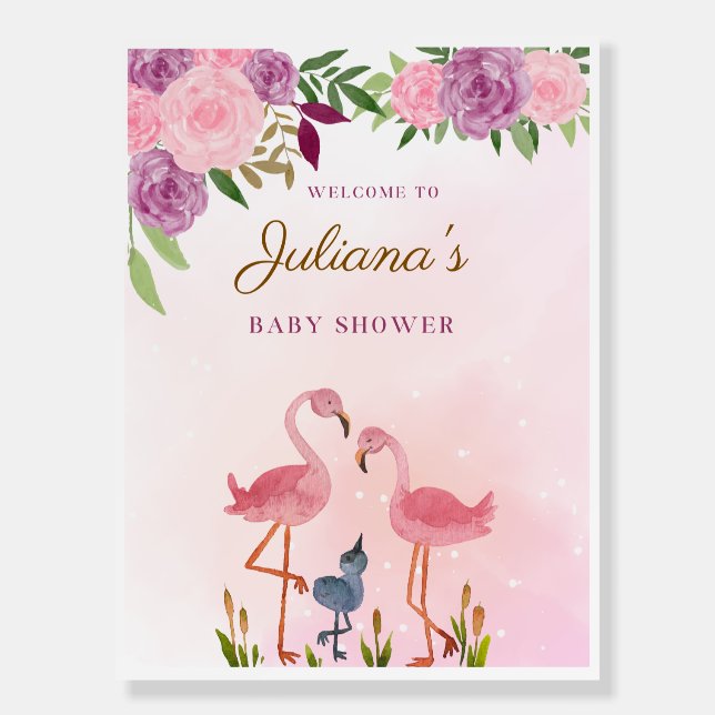 Flamingo Family Baby Shower Welcome Banner Foam Board (Front)