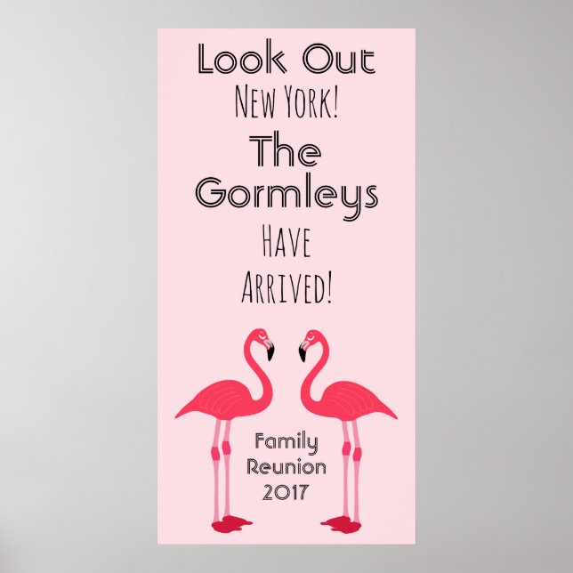 Flamingo Family Reunion Pink Poster Cute (Front)