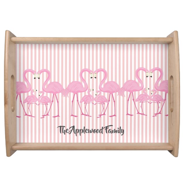 Flamingo Family Tray with Stripes (Front)