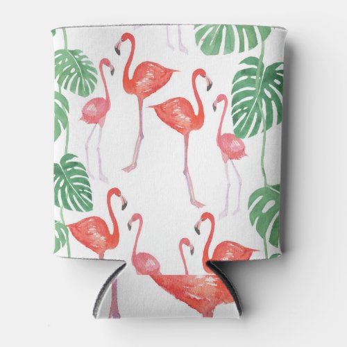 Flamingo Family Watercolor Wonder Can Cooler