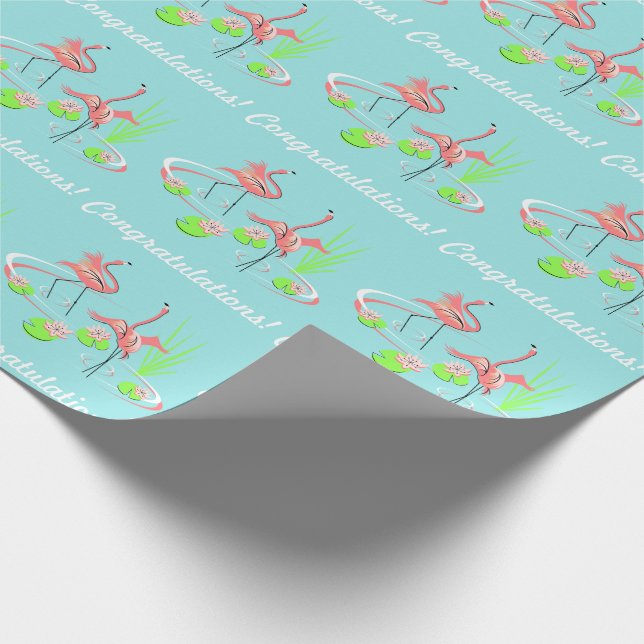 Flamingo Fandango Duo 2 Congratulations! gift wrap (Corner)
