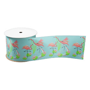 Flamingo Fandango Duo ribbon satin