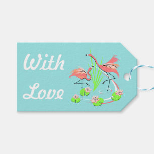 Flamingo Fandango Duo With Love gift tag blue back
