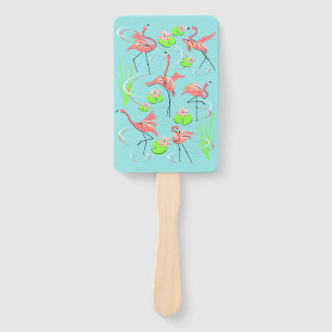 Flamingo Fandango hand fan rectangle