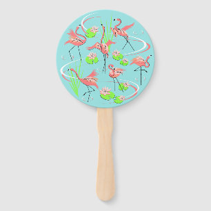 Flamingo Fandango hand fan round