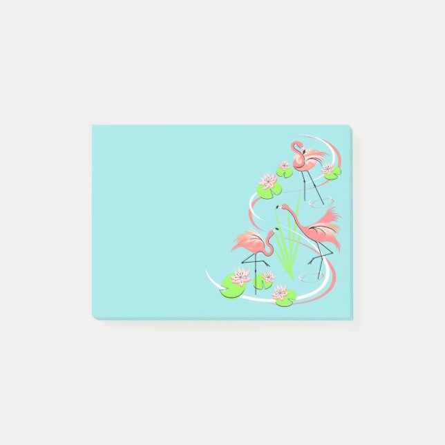 Flamingo Fandango Trio post-it note horizontal (Front)