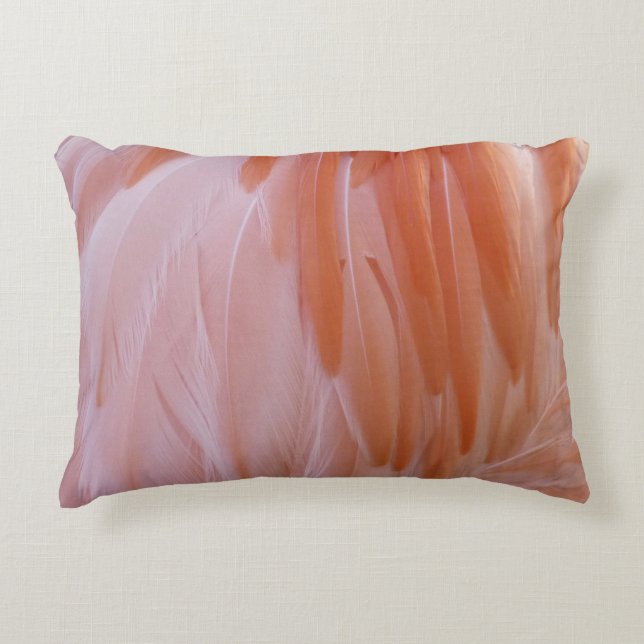 Flamingo Feathers in Shades of Pink Accent Pillow (Front)