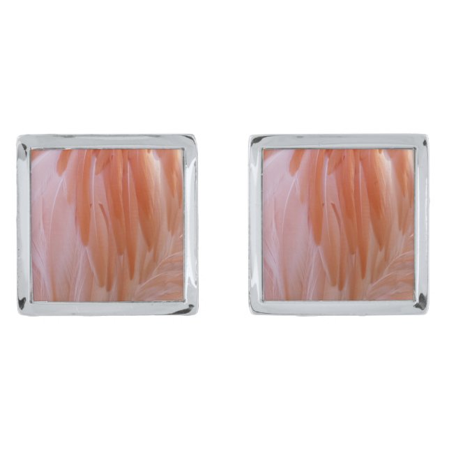 Flamingo Feathers in Shades of Pink Cufflinks (Front)