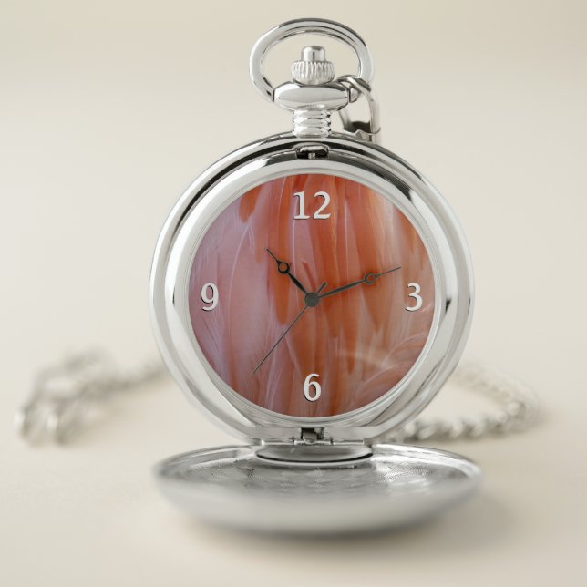 Flamingo Feathers in Shades of Pink Pocket Watch (Inside)