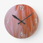 Flamingo Feathers in Shades of Pink Round Clock