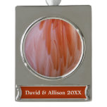 Flamingo Feathers in Shades of Pink Silver Plated Banner Ornament