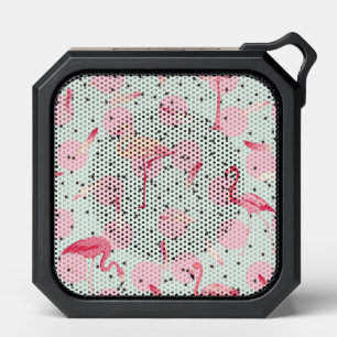 Flamingo Feathers On Polka Dots Bluetooth Speaker