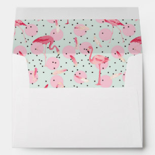 Flamingo Feathers On Polka Dots Envelope