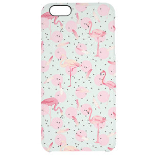 Flamingo Feathers On Polka Dots Clear iPhone 6 Plus Case