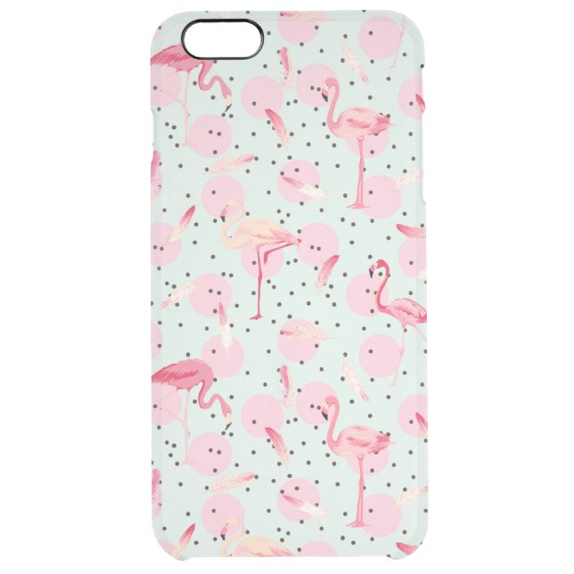 Flamingo Feathers On Polka Dots Uncommon iPhone Case (Back)