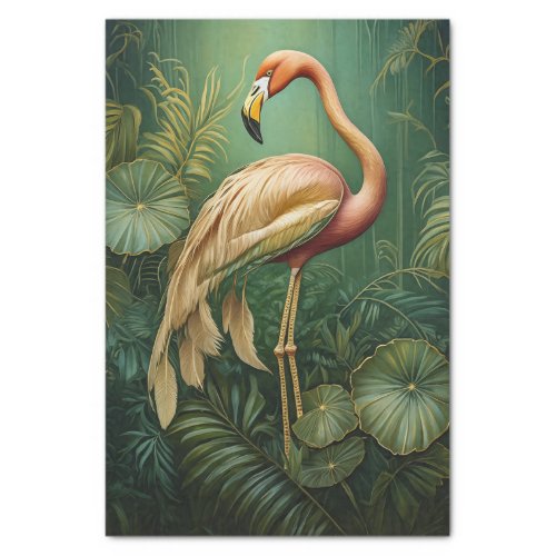 Flamingo Feathery Finery Elegant Botanical Tissue Paper