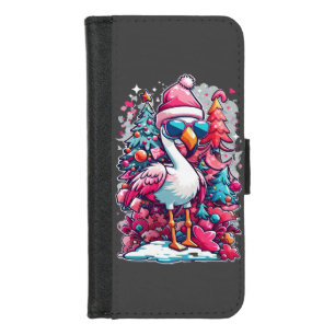 Flamingo Festivities Santa Hat and Glasses Christm iPhone 8/7 Wallet Case