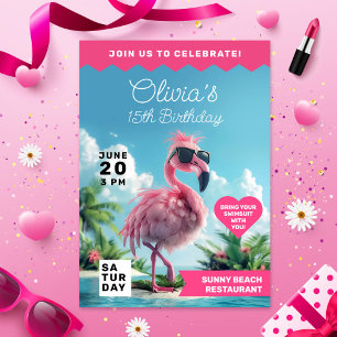 Flamingo Fiesta Beach Bash Extravaganza Invitation