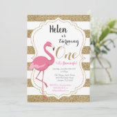 Flamingo First Birthday Invitation Girl (Standing Front)