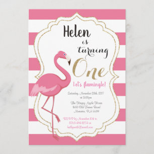Flamingo First Birthday Invitation Girl