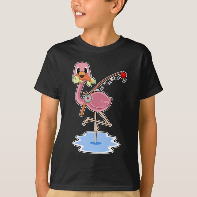 Flamingo Fisher Fish Fishing T-Shirt (Front)