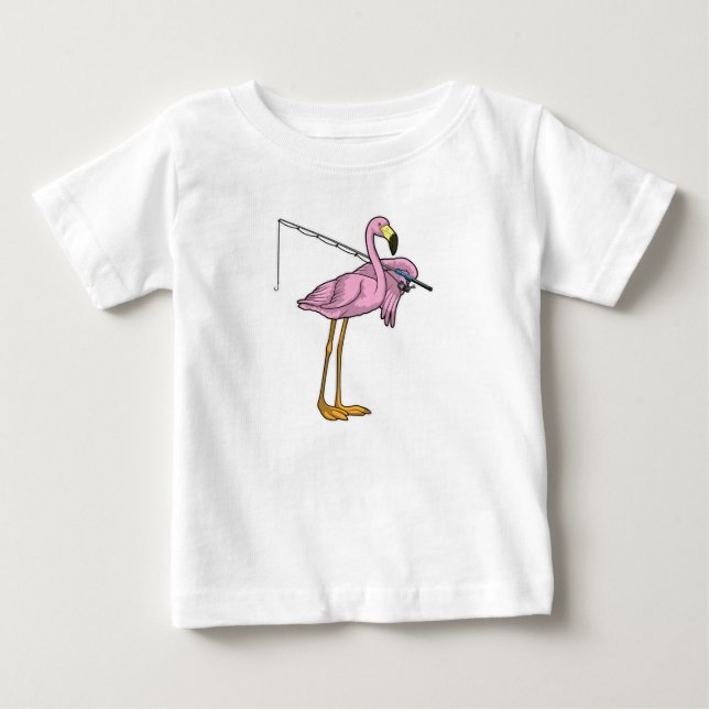 Flamingo Fishing Fisher Fishing rod Baby T-Shirt (Front)