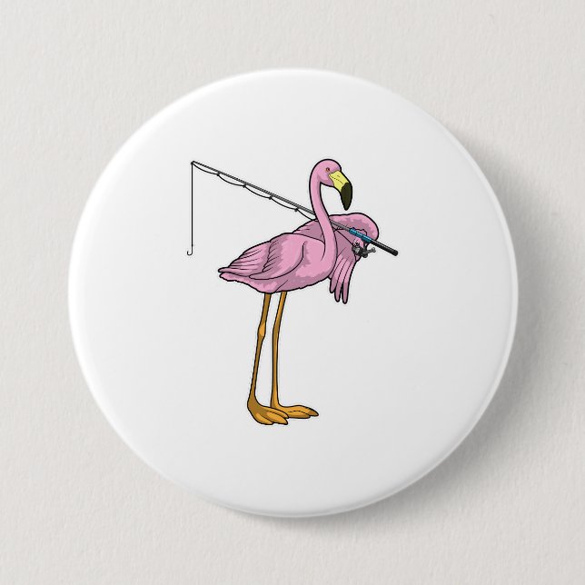 Flamingo Fishing Fisher Fishing rod Button (Front)