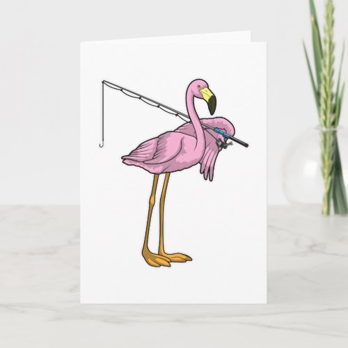 Flamingo Fishing Fisher Fishing rod Card