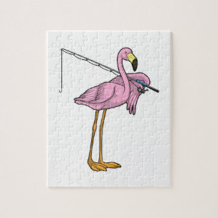 Flamingo Fishing Fisher Fishing rod Jigsaw Puzzle