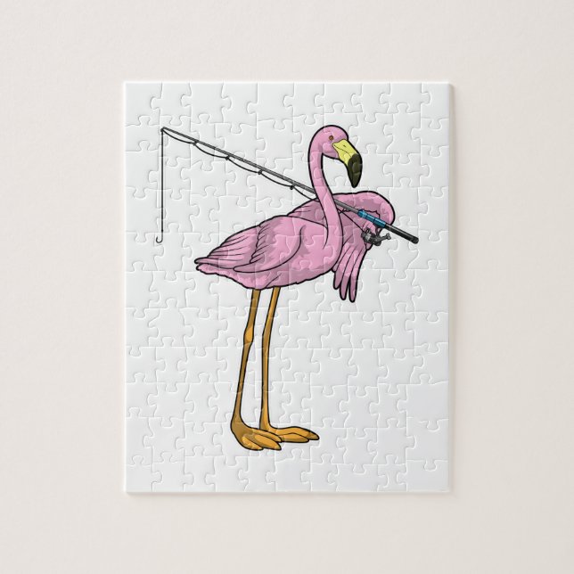 Flamingo Fishing Fisher Fishing rod Jigsaw Puzzle (Vertical)