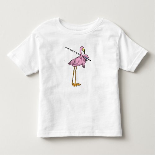 Flamingo Fishing Fisher Fishing rod Toddler T_shirt