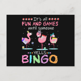 Flamingo   Flaming Bingo Funny Invitation Postcard