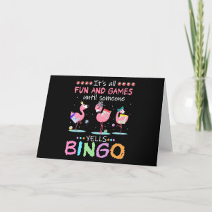 Flamingo Flaming Bingo Funny Letterpress Thank You Card